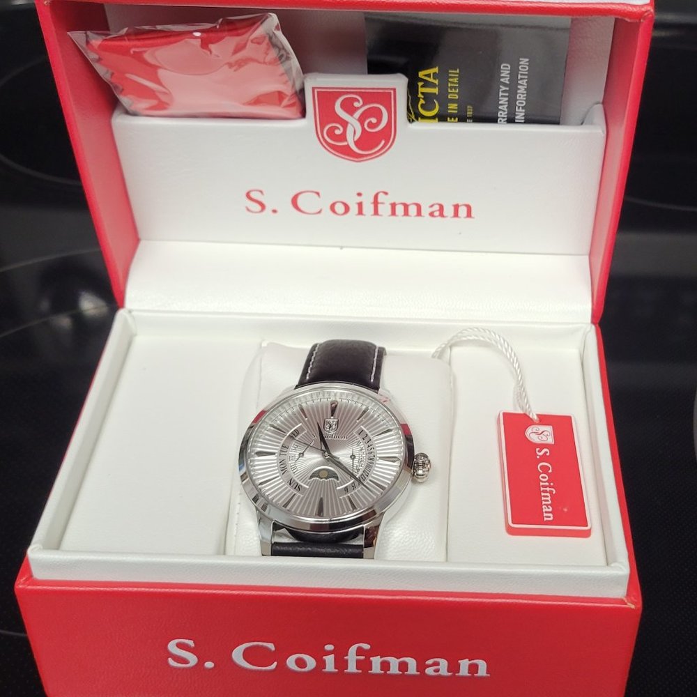 S. Coifman 42 millimeter Quartz watch with day date and moon phase functions n b